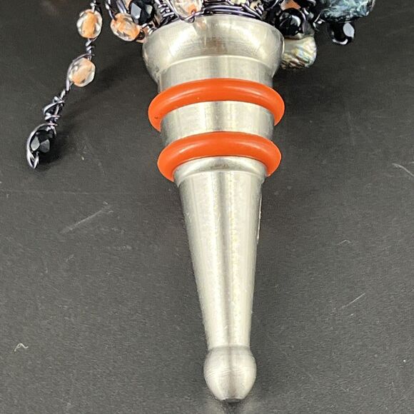 Beaded Glass Wine Bottle Stoppers with Tiny Wire Abstract Glass Beads Multicolor - Picture 3 of 11